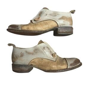 Freebird Mabel Taupe Snake Multi Leather Low Heel Oxfords Shoes Size 8 Beige